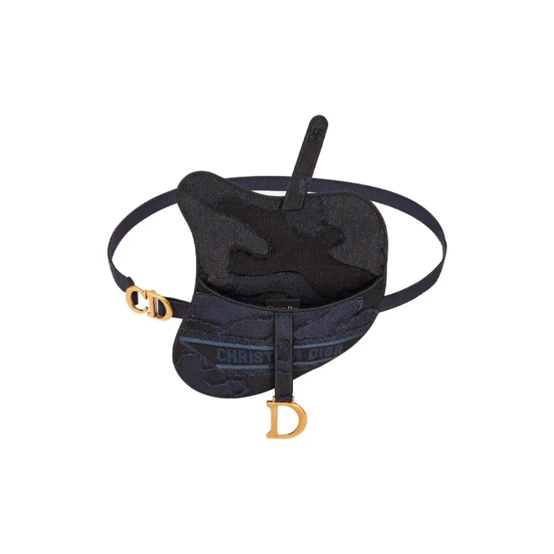 DIOR Saddle Canvas Saddle Bag Fanny Pack Women's Navy Blue-2