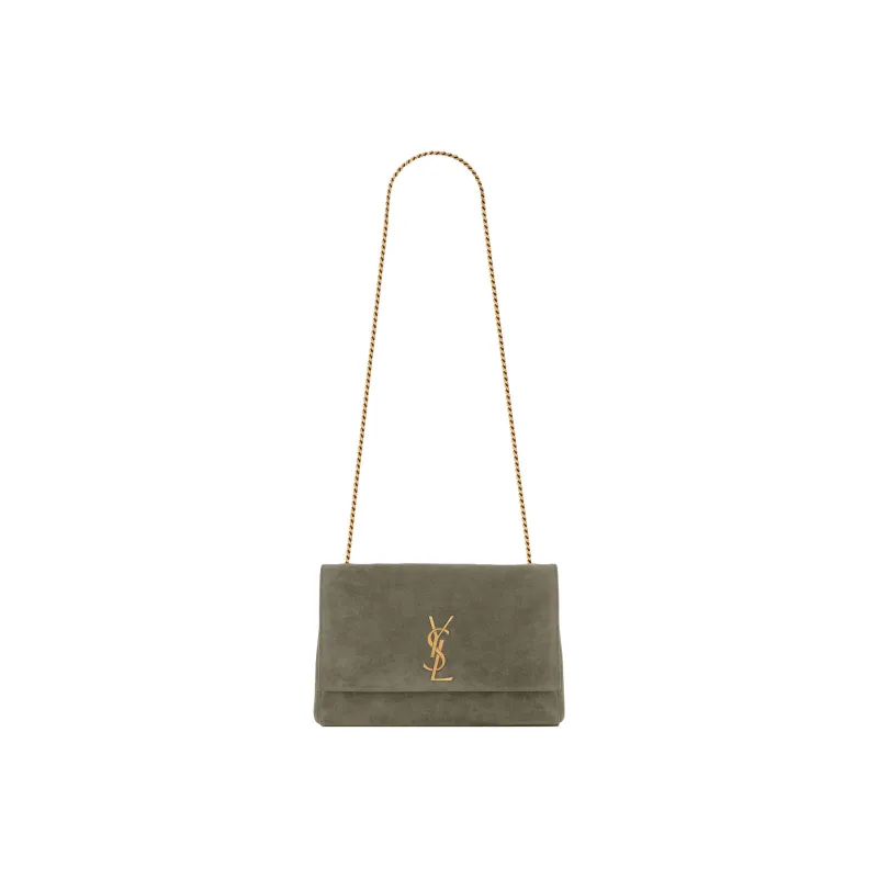 SAINT LAURENT KATE Cow Split Leather With Sheepskin Chain Bag, Crossbody Bag, Shoulder Bag Women's Gray Khaki Color-1