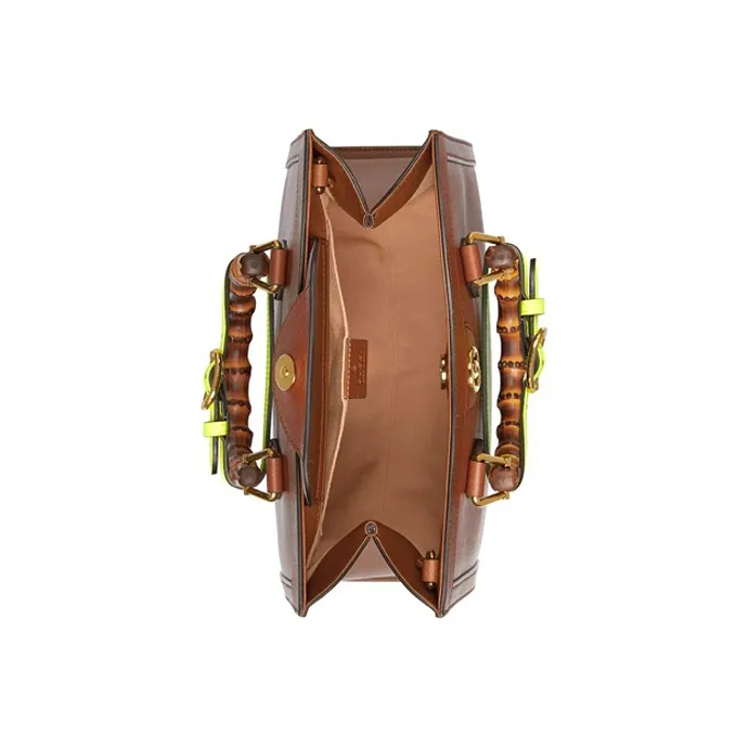 GUCCI Diana Leather Tote Bag, Shopping Bag, Shoulder Bag, Crossbody Bag, Handbag Trumpets Unisex Brown-6
