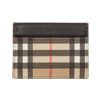 Burberry Vintage Cotton With PU Polyurethane Wallet Card Holder Unisex Light Umber/Khaki