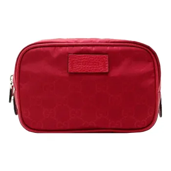 GUCCI Nylon Canvas Toiletry Bag Canvas Bag Makeup Bag Clutch Small Size Unisex Red