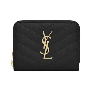 SAINT LAURENT Monogram Quilted Leather Wallet Women's Black