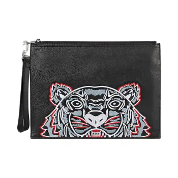 KENZO Cow Leather Clutch Men's Black