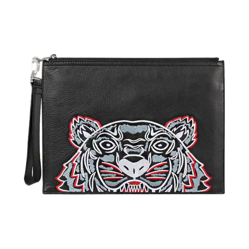 KENZO Cow Leather Clutch Men's Black-0