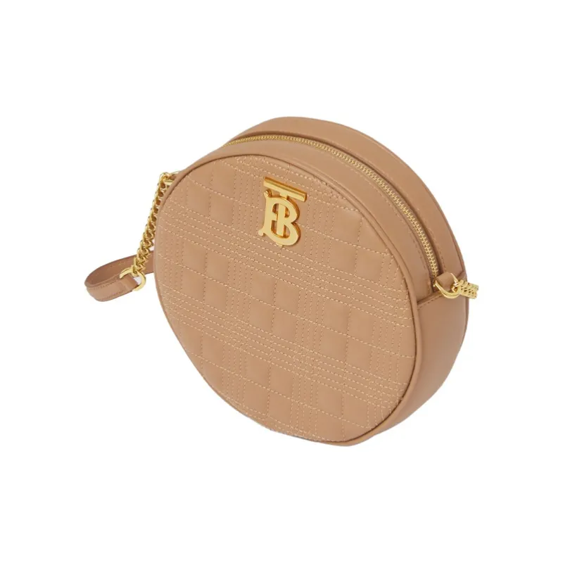 Burberry Louise Quilting Lambskin Round Bag, Shoulder Bag, Crossbody Bag Women's Camel-2