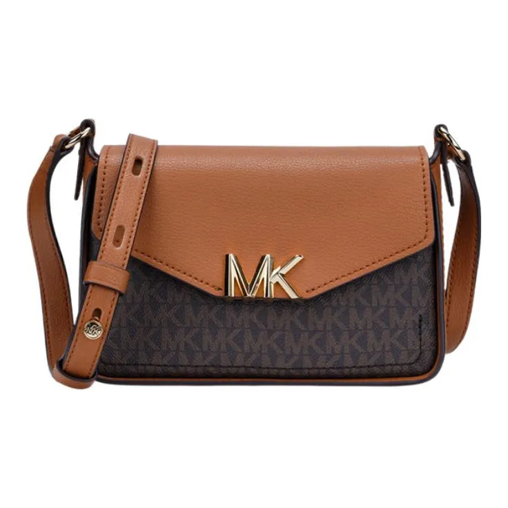 MICHAEL KORS Sylvia Cowhide Patchwork Canvas Shoulder Bag Crossbody Bag Women's Brown-0