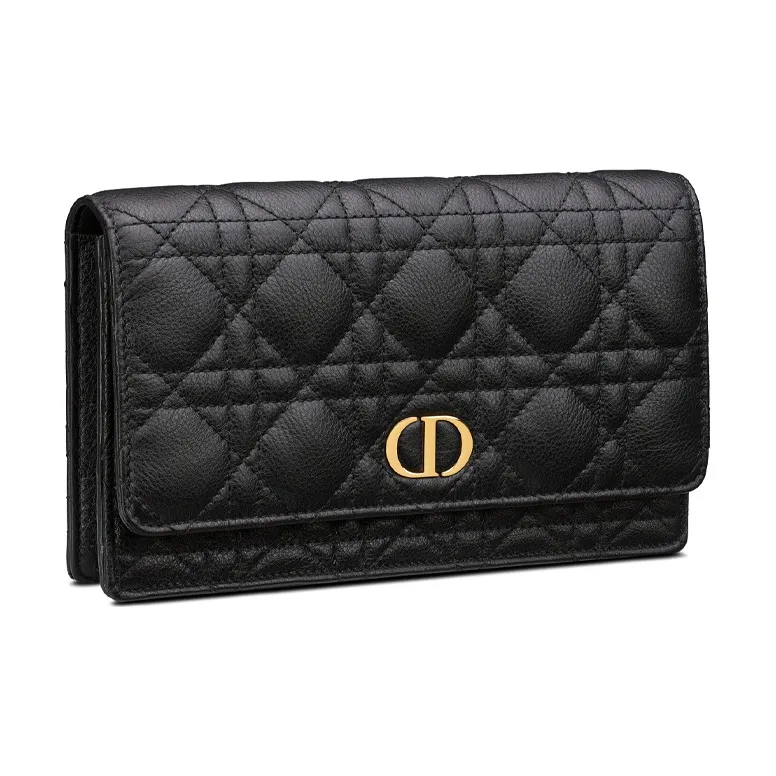 DIOR Caro Soft Cow Leather Fanny Pack, Clutch, Shoulder Bag, Crossbody Bag Women's Black-1