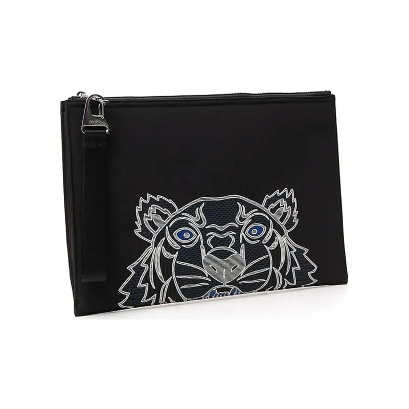 KENZO Classic Tiger Head Polyester Nylon Clutch Handbag Men's Black-1