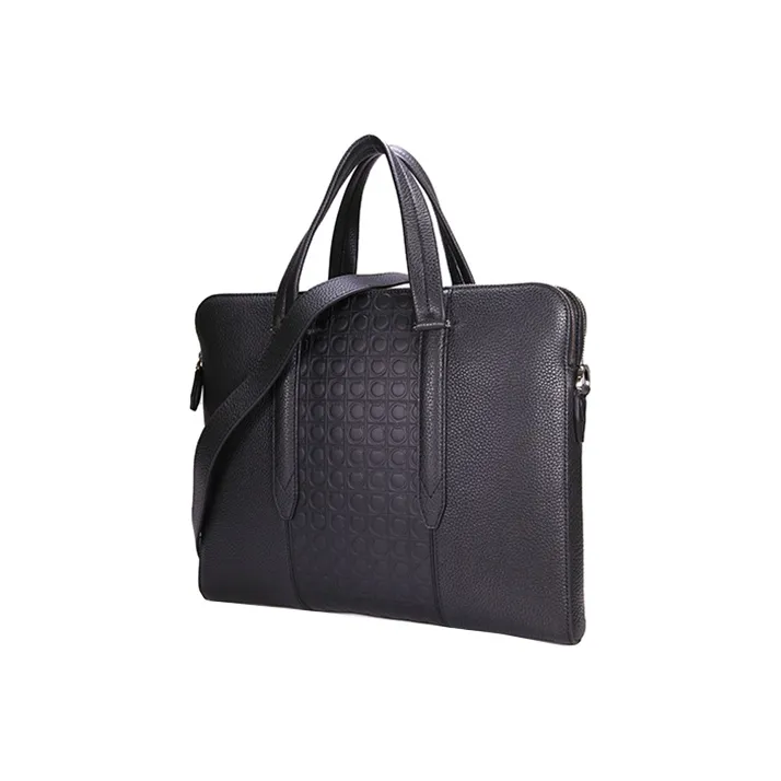 FERRAGAMO Cow Leather Business Handbag Regular Men's Black-2