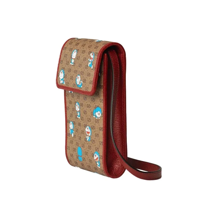 GUCCI Doraemon Collaboration Canvas With Leather Cell Phone Pouch, Crossbody Bag, Shoulder Bag Unisex-1