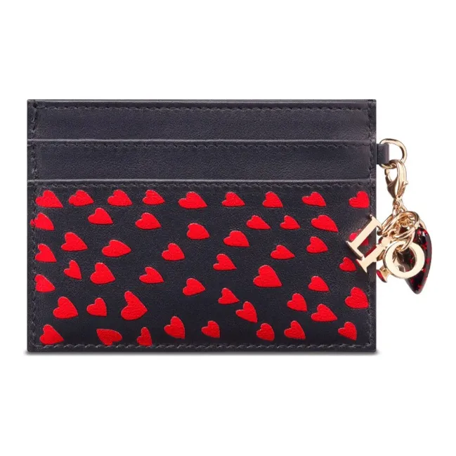 DIOR Lady Dior Cow Leather Card Holder Women's Marine Blue-1
