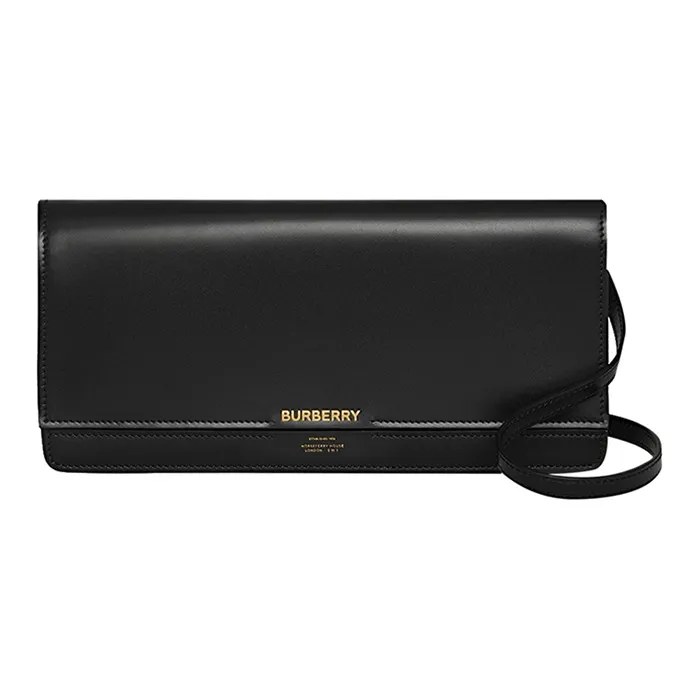 Burberry Horseferry Leather Shoulder Bag Wallet Women's Black-0