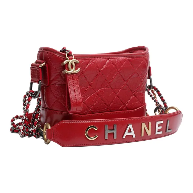 CHANEL Gabrielle Cow Leather Hobo Bag, Handbag, Crossbody Bag Trumpets Women's Red-1