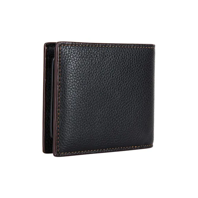 COACH Compact Leather Wallet Mini Men's Black-2