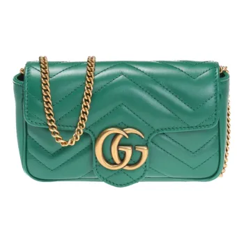 GUCCI GG Marmont Quilted Leather Crossbody Bag, Shoulder Bag Women's Green