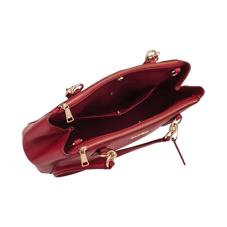 COACH Christie Leather One Shoulder Crossbody Portable Crossbody Bag Large Size Women's Red Pink-3