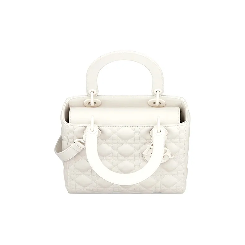 DIOR Lady Dior Matte Cow Leather Daisie Bag Portable Crossbody Bag Shoulder Bag Medium Size Women's White-2
