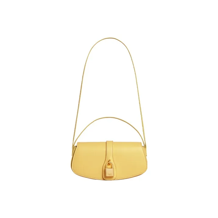 CELINE Smooth Cow Leather Baguette Bag, Shoulder Bag, Crossbody Bag, Handbag Mini Women's Beech/Bright Yellow-2