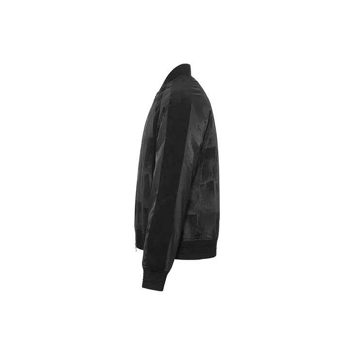 DAVID NAMAN Plaid Baseball Collar Loose Fit Puffer Jacket Men's Black-2