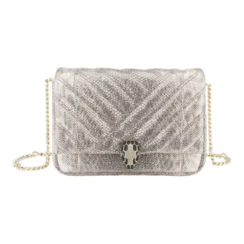 BVLGARI Serpenti Cabochon Snake Skin Crossbody Bag Shoulder Bag Women's Gold