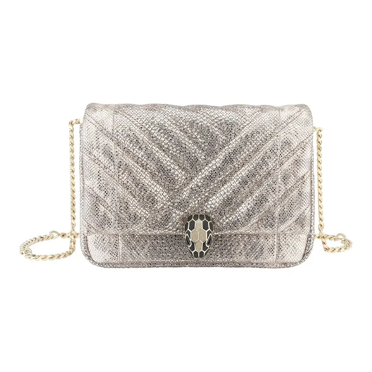 BVLGARI Serpenti Cabochon Snake Skin Crossbody Bag Shoulder Bag Women's Gold-0