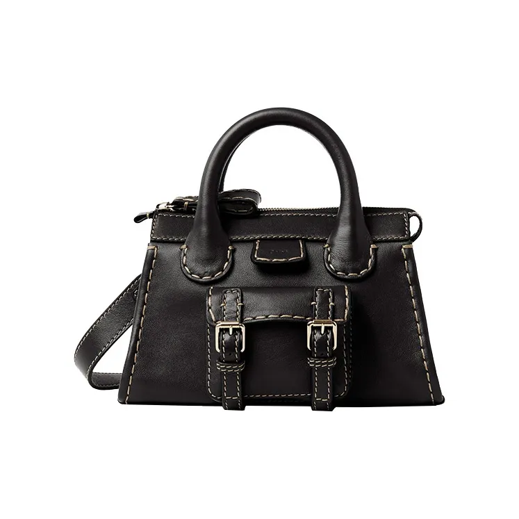 Chloe Edith Buffalo Leather Shoulder Bag Crossbody Bag Handbag Mini Women's Black-0