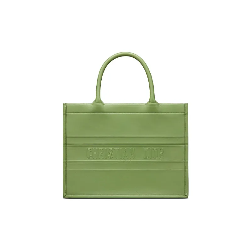 DIOR BookTote Cow Leather Tote Bag Shopping Bag Shoulder Bags Handbags Regular Women's Willow Green-0