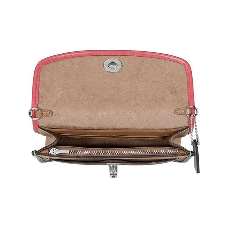 COACH Parker Coated Canvas With Leather Shoulder Bag Crossbody Bag Small Size Women's Brown Sand Blue-2