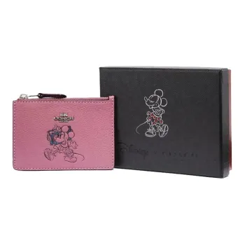 COACH Disney Mini Id Skinny Leather Card Holder Women's Pink