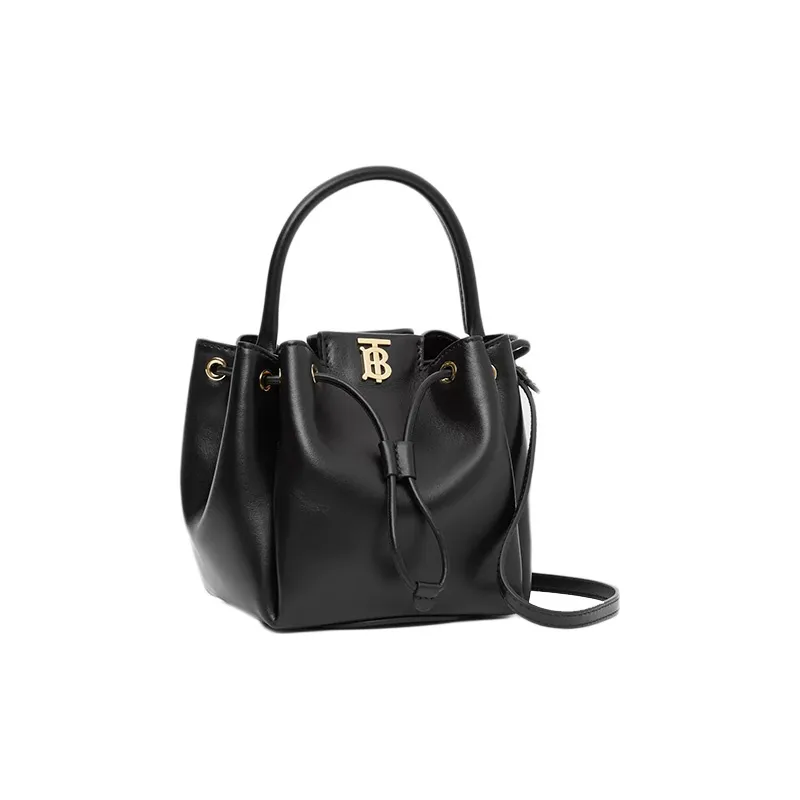 Burberry Leather Bucket Bag Handbag Crossbody Bag Shoulder Bag Regular Women's Black-2