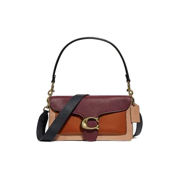 COACH Tabby Leather Portable Crossbody Bag Shoulder Bag Medium Size Women's Vintage Orange-Purple Combination