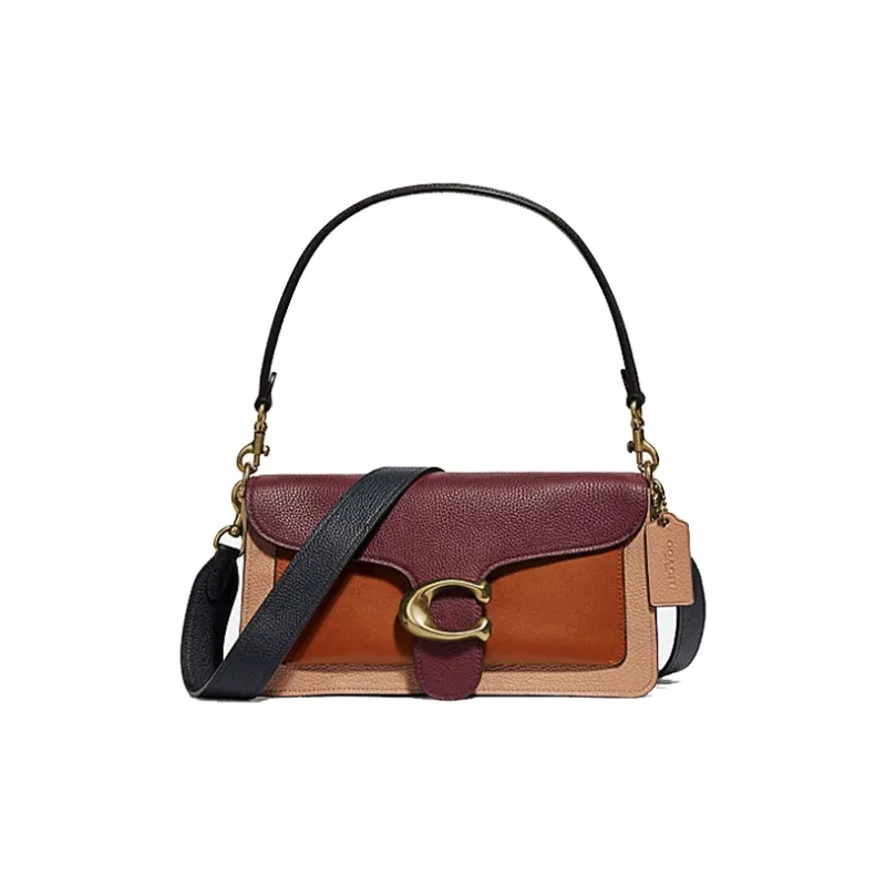 COACH Tabby Leather Portable Crossbody Bag Shoulder Bag Medium Size Women's Vintage Orange-Purple Combination-0