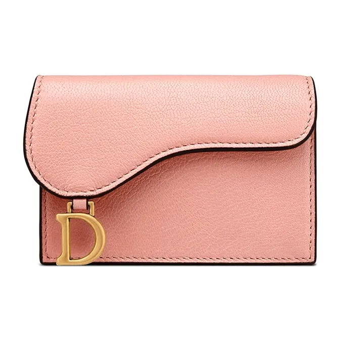 DIOR Saddle Sheepskin Card Holder Women's Angel Pink-0