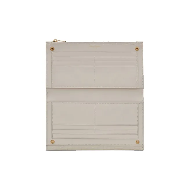 SAINT LAURENT UPTOWN Cow Leather Clutches Wallets Large Size Women's Vintage White-3