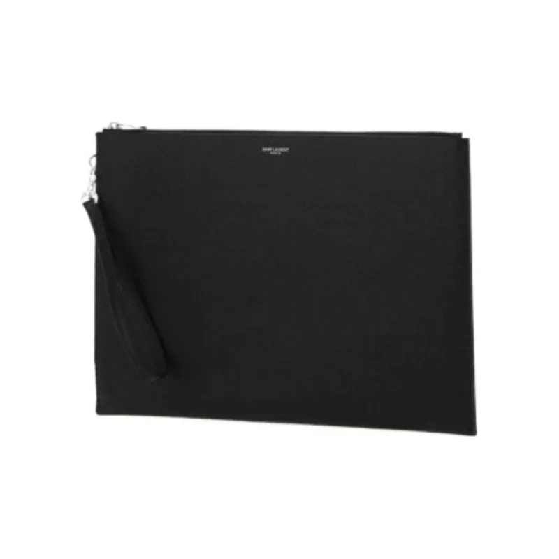 SAINT LAURENT Cowhide Leather Handheld Handbag Men's Black-1