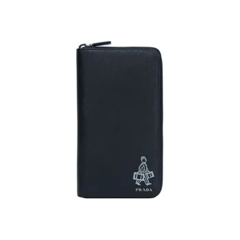 PRADA Cow Leather Wallet Unisex Black