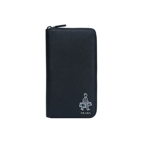 PRADA Cow Leather Wallet Unisex Black-0