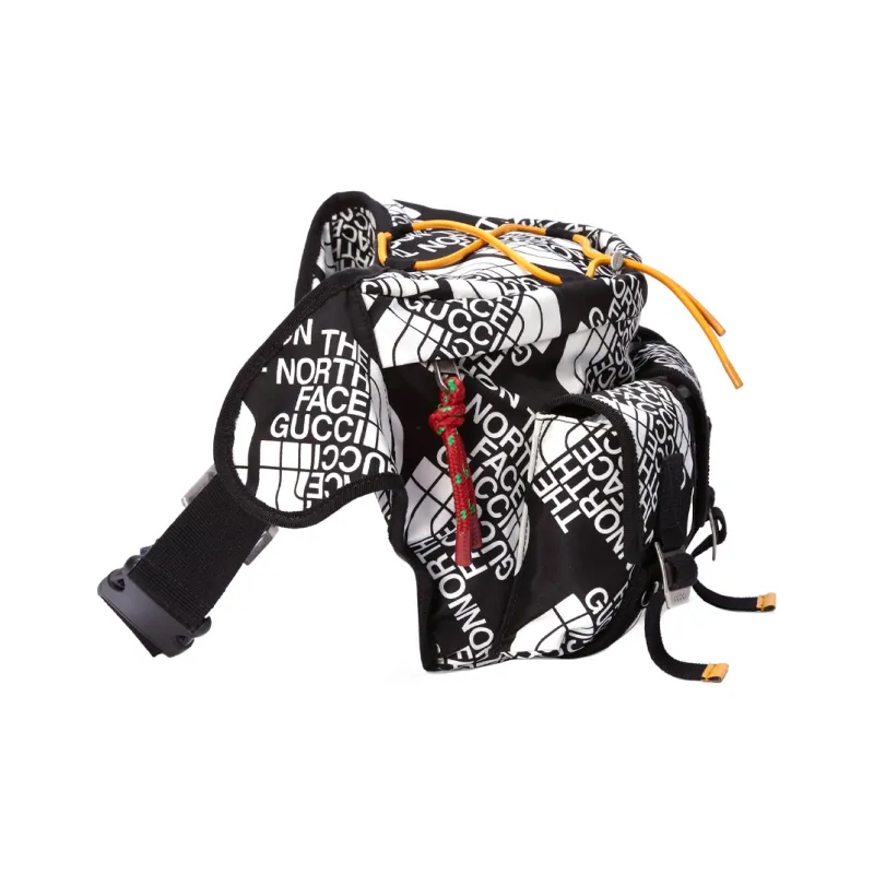GUCCI THE NORTH FACE Limited Collaboration Nylon And Leather Combination Sling Bag Fanny Pack Unisex Black/Yellow-3