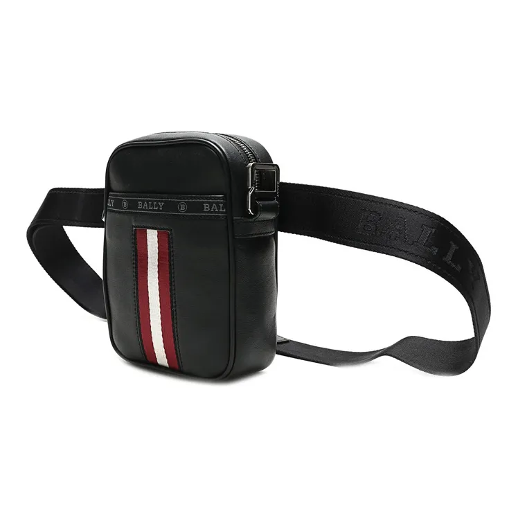 BALLY Leather Shoulder Bag, Crossbody Bag Regular Men's Black-5