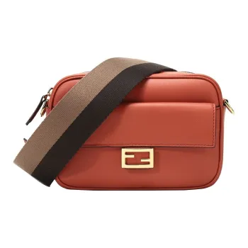 FENDI Leather Camera Bags Crossbody Bag Shoulder Bag Mini Women's Brick Red
