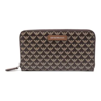 EMPORIO ARMANI Cow Leather Coin Purse Women's Brown