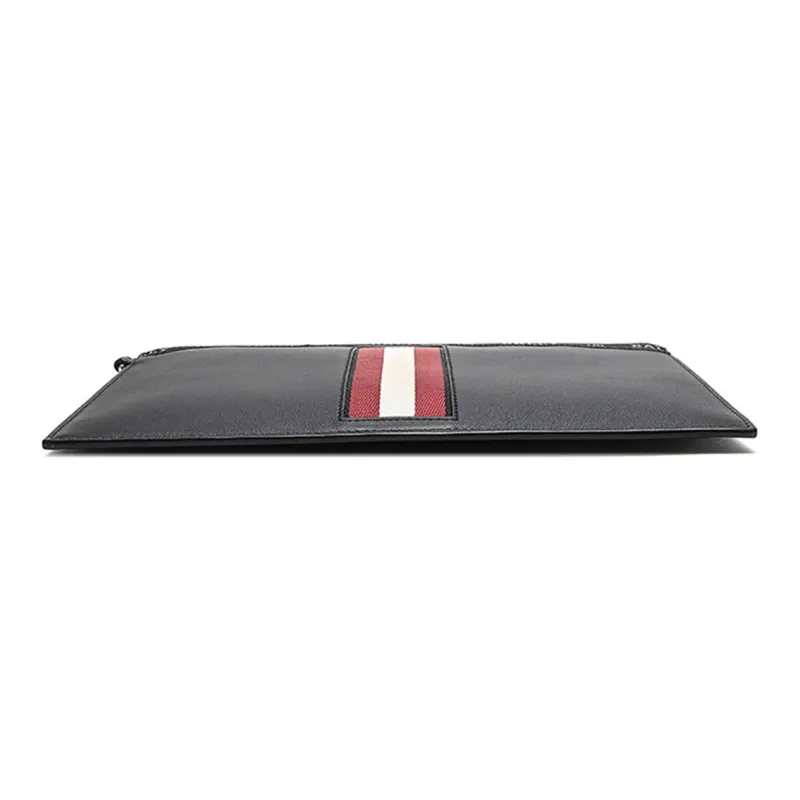 BALLY Leather Clutch Handbag With Zip Closure Regular Men's Black Red White-3