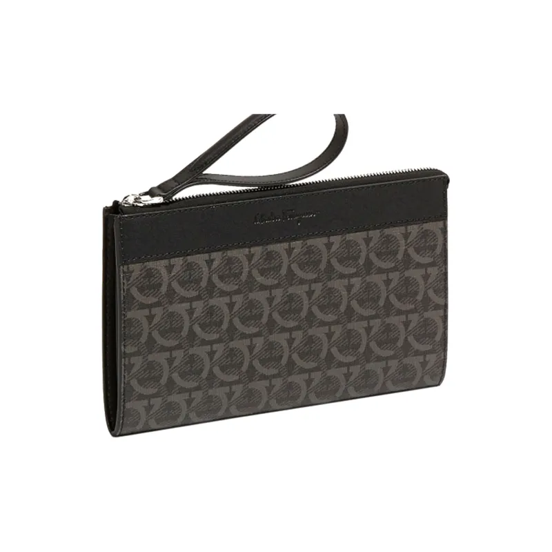 FERRAGAMO Leather Monogram Handbag Regular Men's Black-1