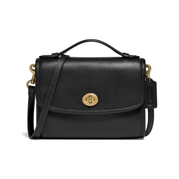 COACH Kip Leather Messenger Bag Handbag Shoulder Bag Crossbody Bag Women's Black