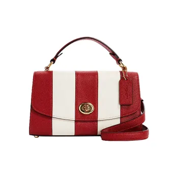 COACH Leather Shoulder Bag Crossbody Bag Handbag Small Size Women's Red White
