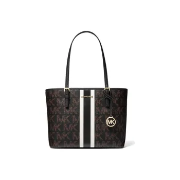 MICHAEL KORS Jet Set Travel Leather Tote Bag Shopping Bag Shoulder Bag Handbag Medium Size Women's Black