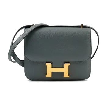 HERMES Constance Epsom Leather Shoulder Bag Crossbody Bag Mini 63 Vert Amande Almond Green