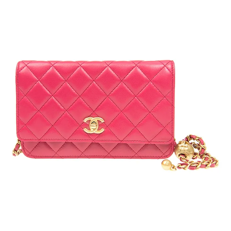 CHANEL WOC Sheepskin Crossbody Bag Shoulder Bag Wallet On Chain Women's Vibrant Pink-0