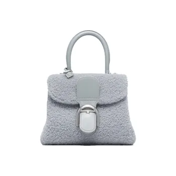 Delvau Brillant Soft Wool Patchwork Calfskin Shoulder Bag Crossbody Bag Handbag Mini Women's Ice Gray