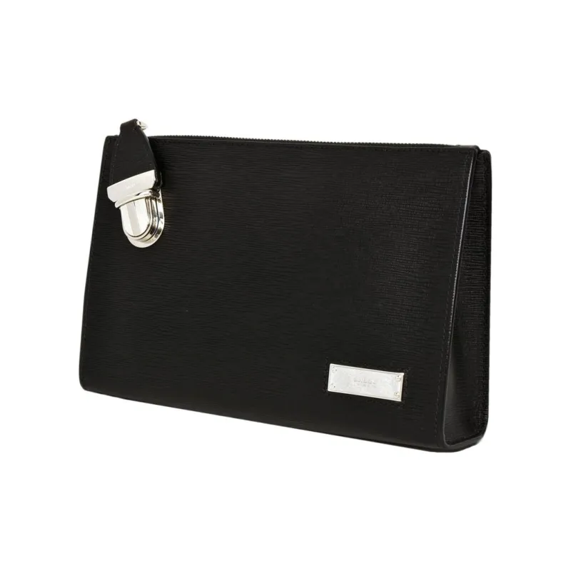 BALLY Cow Leather Clutch Regular Men's Black-2